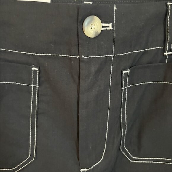 Maeve Anthropologie Black Contrast Stitching Collette Wide Leg Pants – Size 26 - Picture 2 of 6